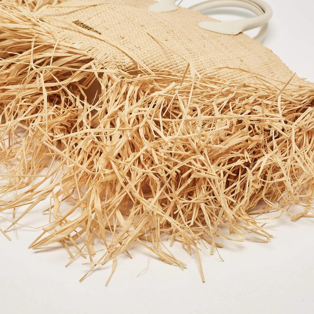 Jacquemus Jacquemus Beige Woven Raffia and Leather Le Baci Fringe Tote 12
