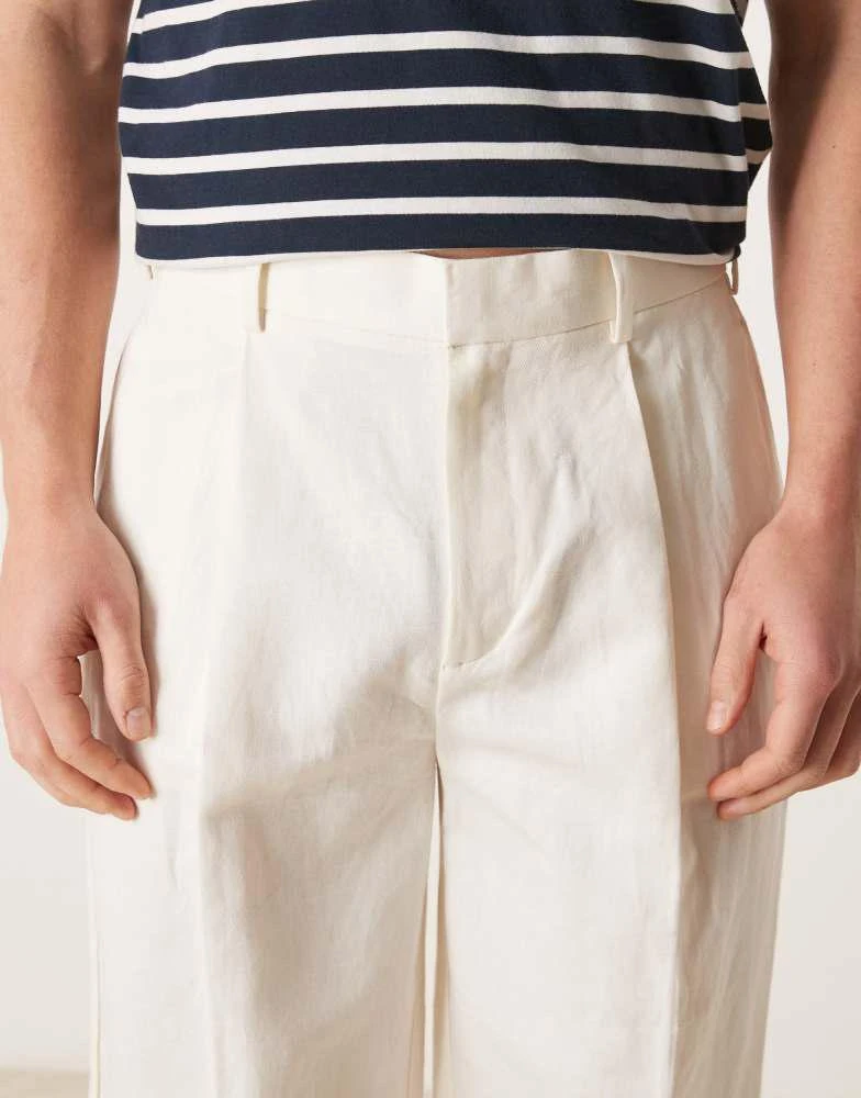 ASOS ASOS DESIGN smart linen rich oversized tapered trousers in white 4