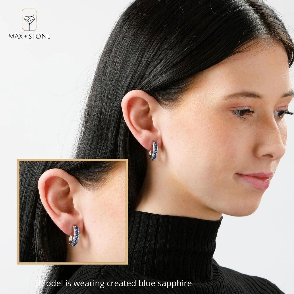 MaxColor 925 Sterling Silver Simulated Ruby Round Hoop Earrings, 0.75 inches 3