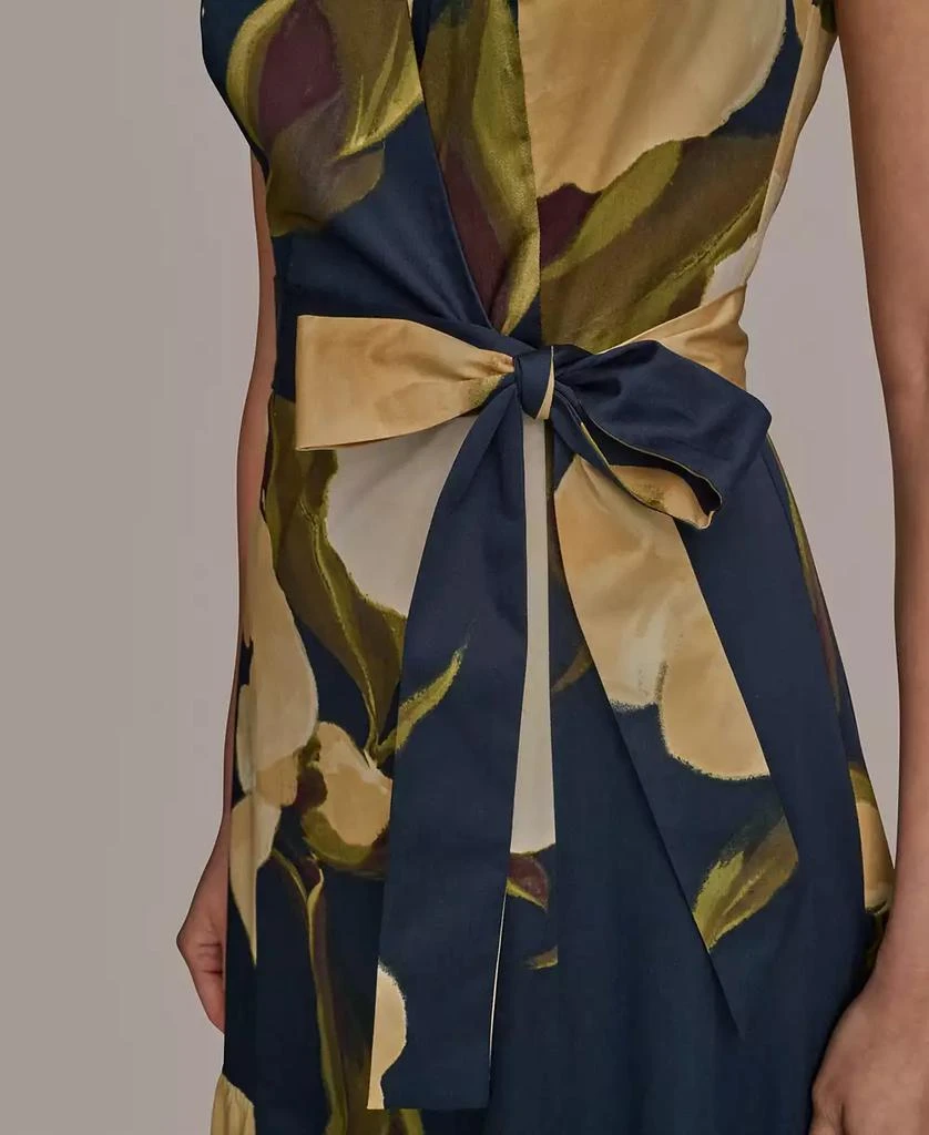 Donna Karan Women's Printed Faux-Wrap Midi Dress 6