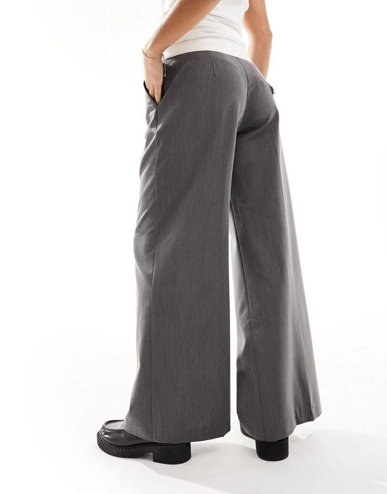 Miss Selfridge Miss Selfridge Petite fold over waistband trouser in grey 3