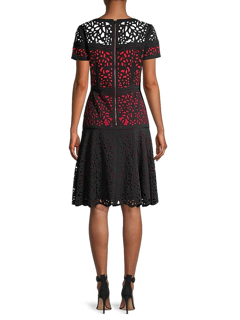 slim fit dress slacks Shani Colorblock Fit and Flare Lace Dress - Black