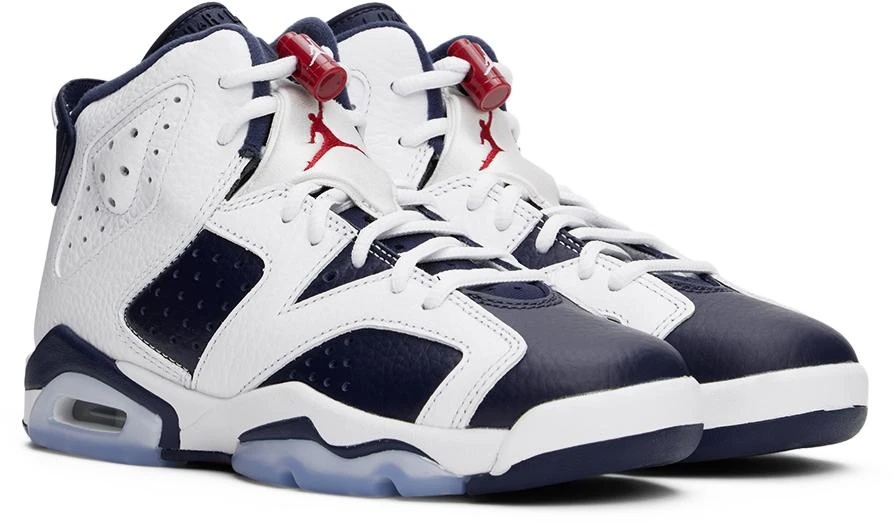 Nike Jordan Big Kids White & Navy Air Jordan 6 Retro Sneakers 4