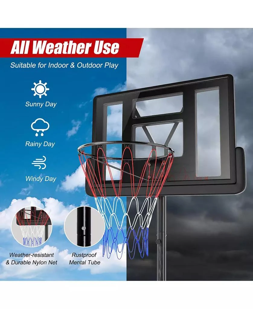 GOUUN Height Adjustable Portable Shatterproof Backboard Basketball Hoop with 2 Nets 8