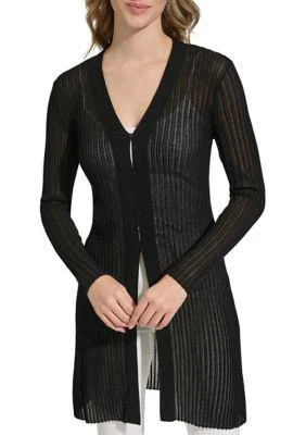 Calvin Klein Klein Womens Button Front V Neck Sweater Knit Cardigan 1