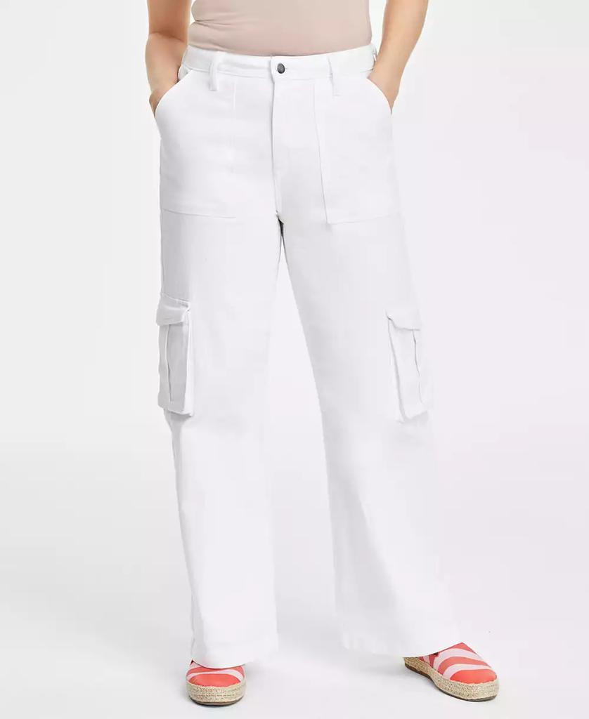 Women's White High Rise Utility Cargo Jeans, Created for