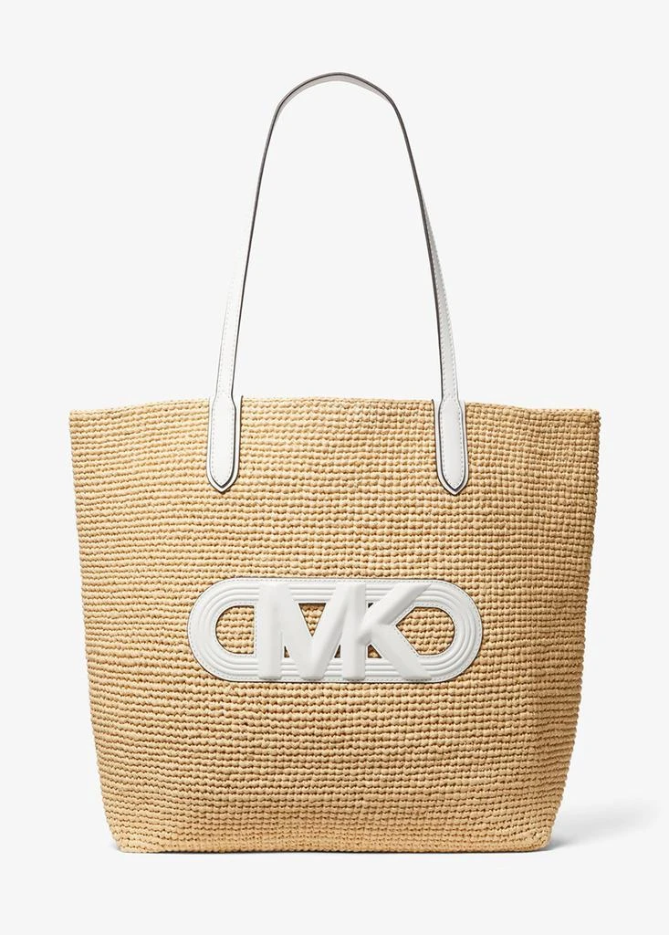 Michael Kors Eliza extra-large empire logo straw tote bag 2