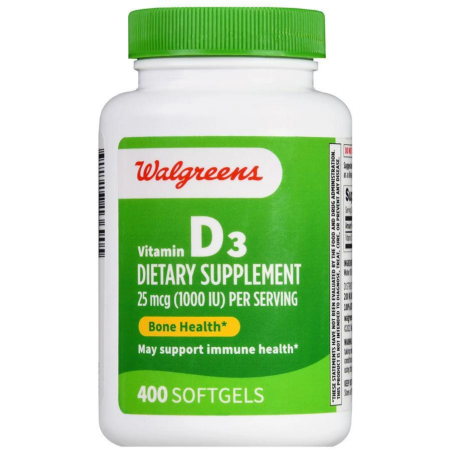 Walgreens Vitamin D3 25 mcg (1000 IU) Softgels (400 days) 2