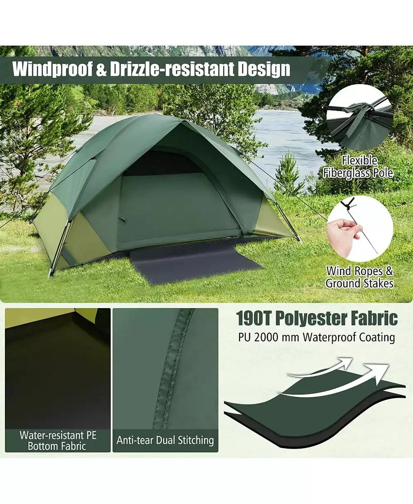 KUYOTQ 2-person Camping Tent w/ Removable Rain Fly and Double-layer Door 9