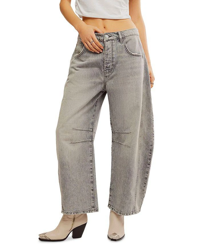 Free People We The Free Good Luck Mid Rise Barrel Jeans in Falcon Grey 1