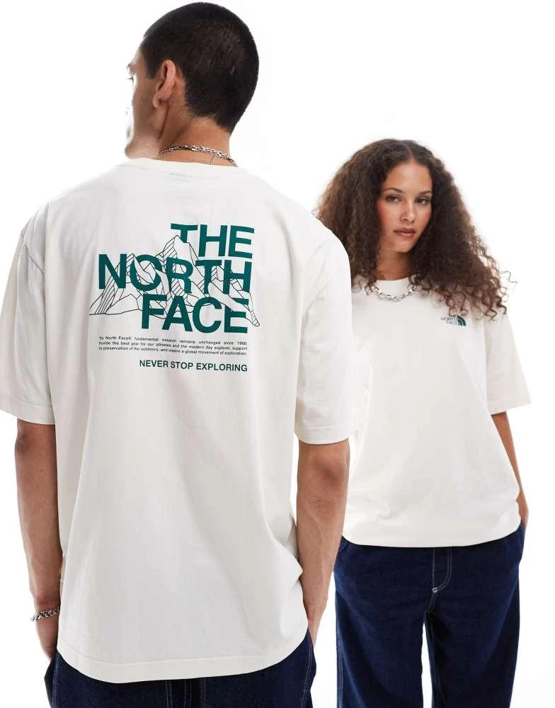 The North Face The North Face Mountain Sketch back print oversized t-shirt in off white 1