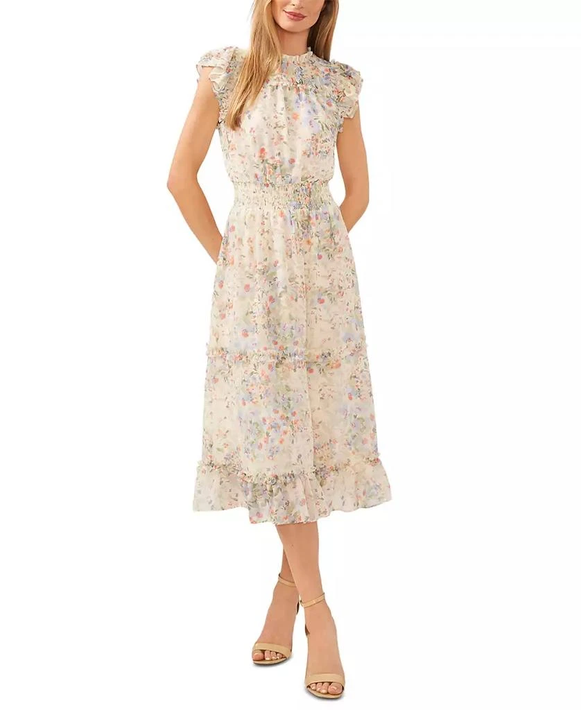 CeCe Women's Floral Flutter-Sleeve Midi Dress 1