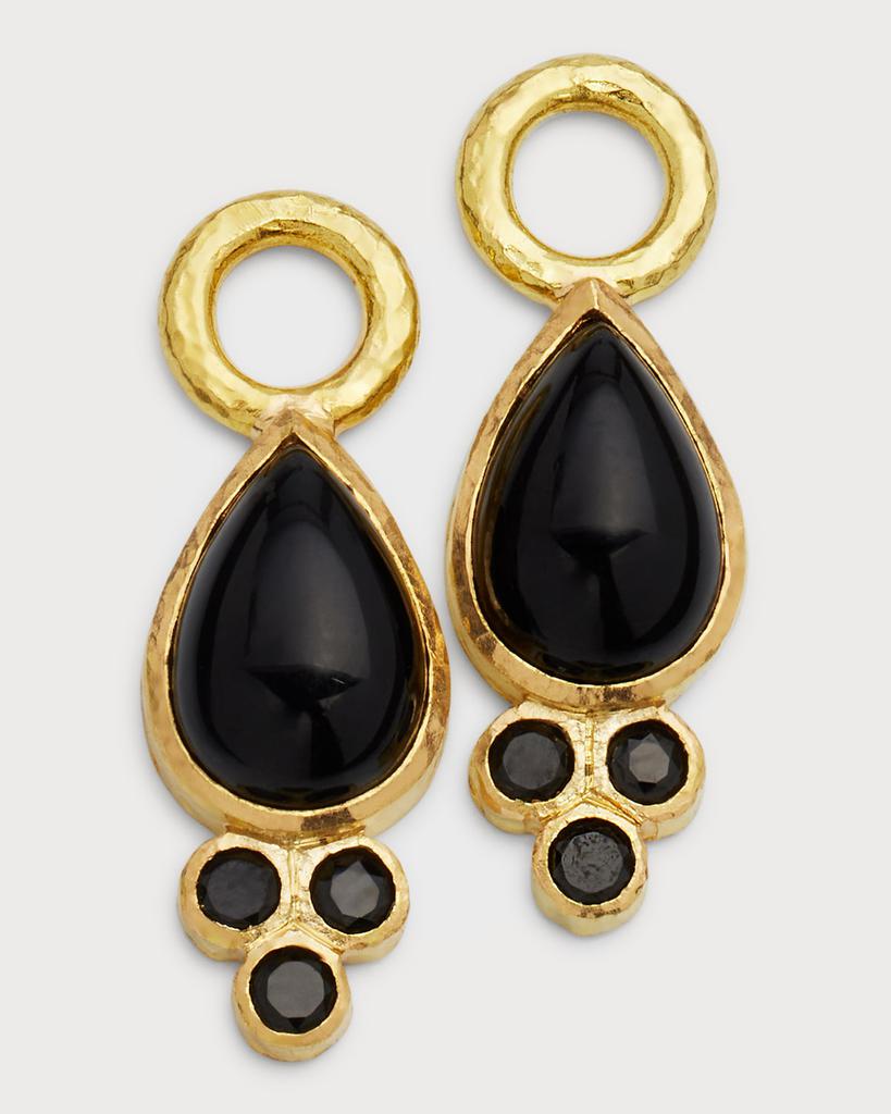 Elizabeth Locke 7x10mm Pear-Shape Onyx Earring Pendants with Black Spinel Trio