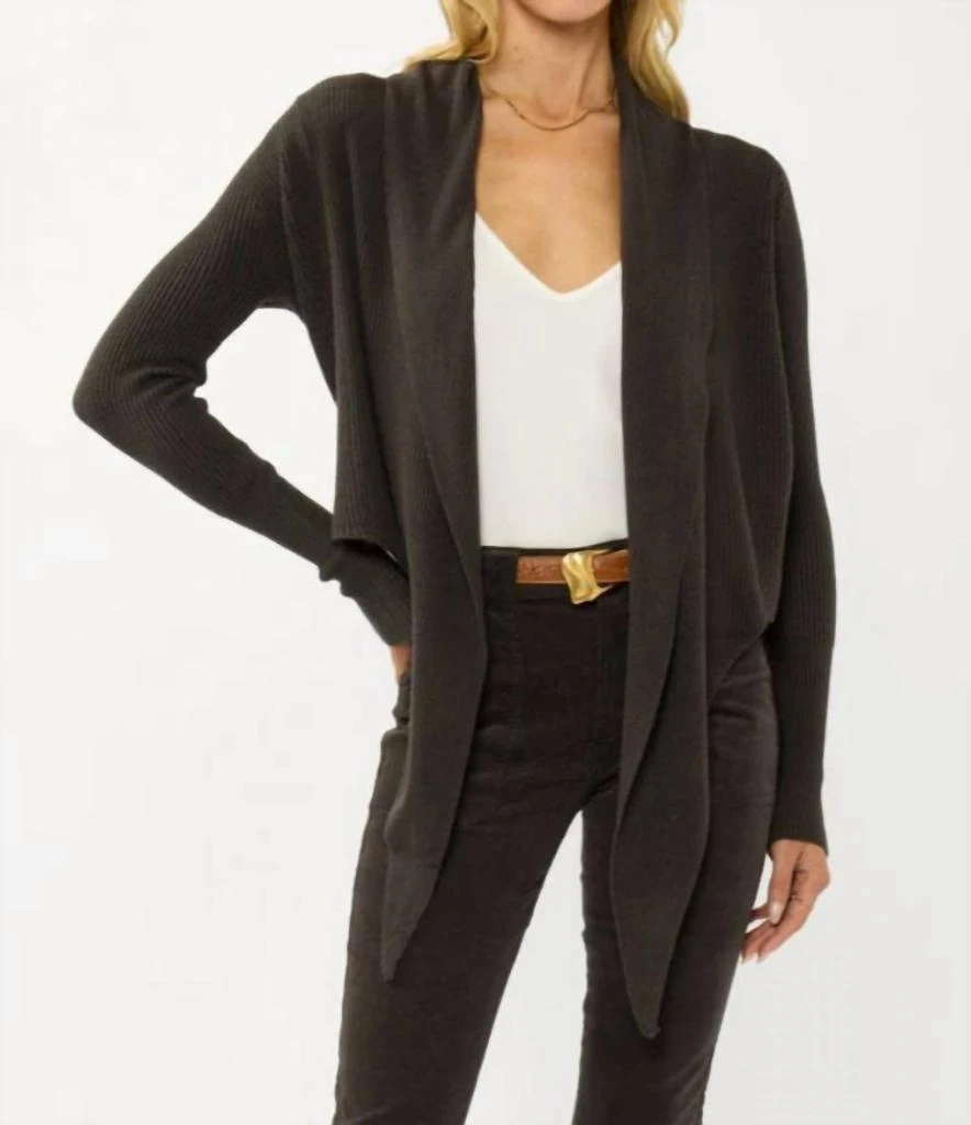 LOVESTITCH Willa Tie Front Sweater In Brown