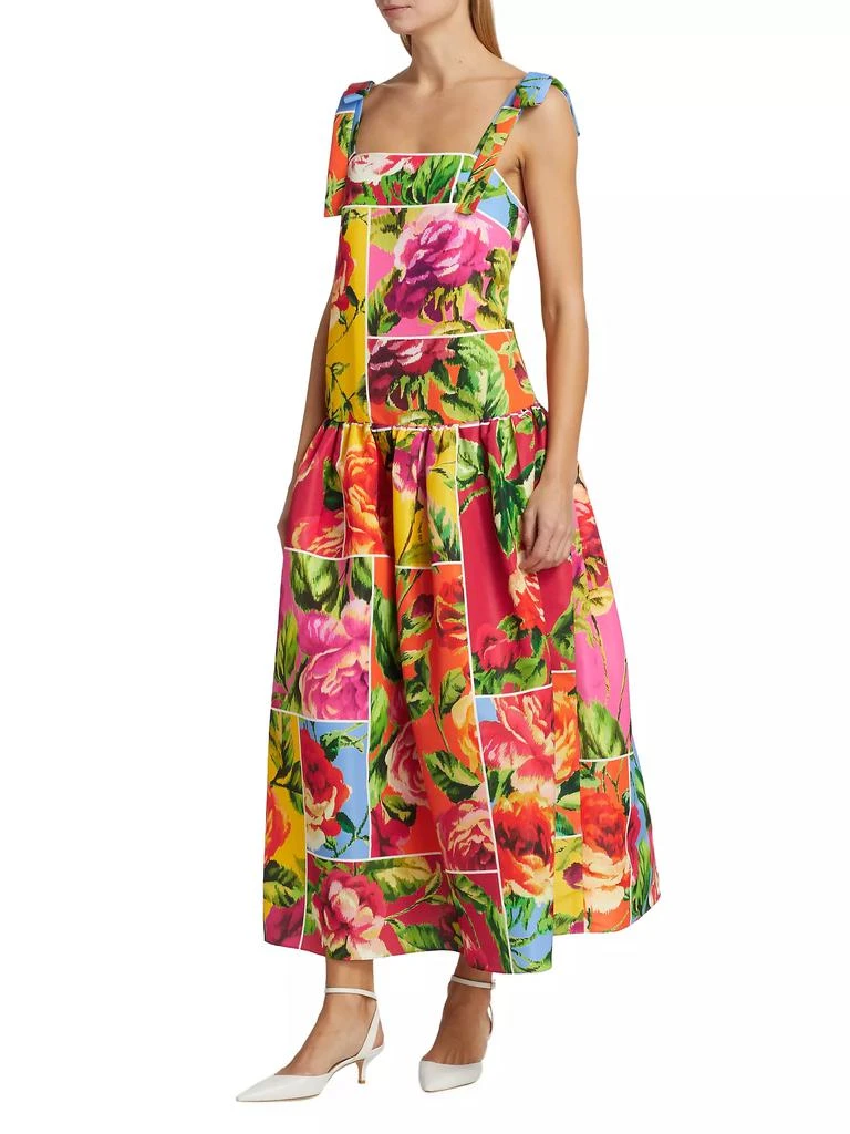 Carolina Herrera Windowed Floral Bow-Strap Cocktail Dress 4