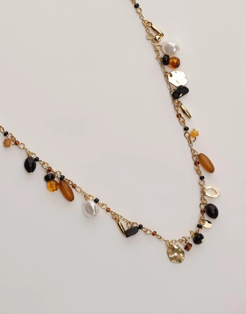 Topshop Topshop Flo short bead necklace in brown 2