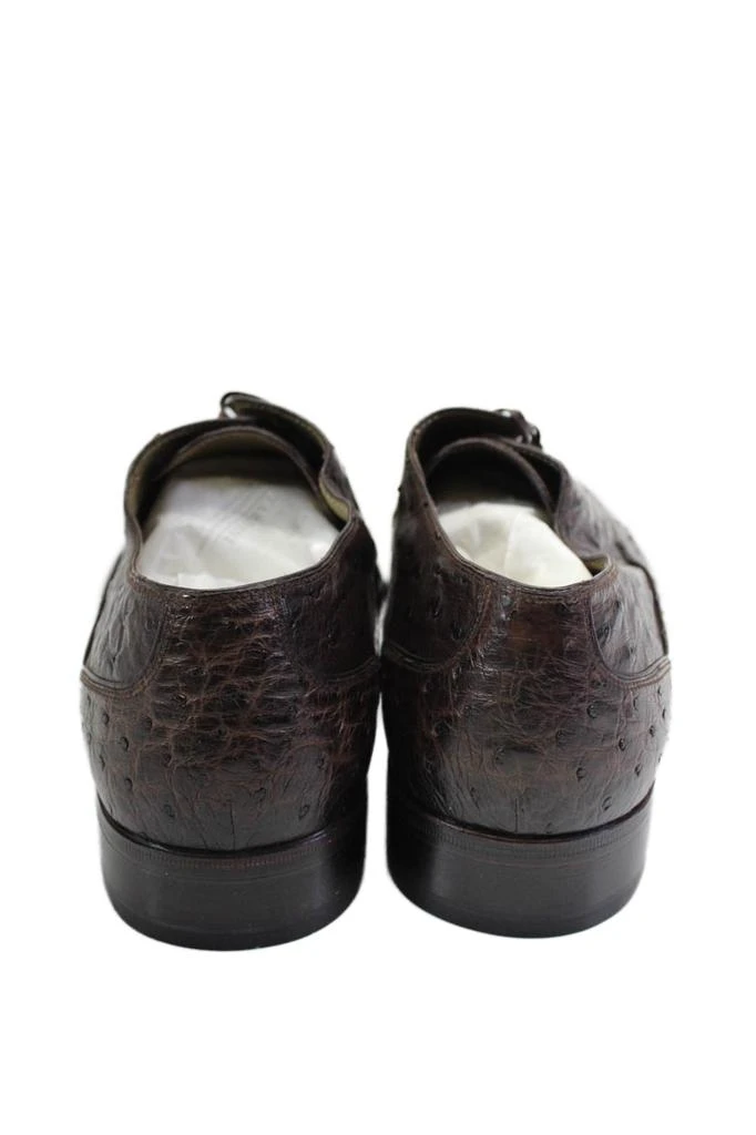 Tardini Mens Ostrich Skin Lace Up Oxford Dress Shoes Dark Brown 3