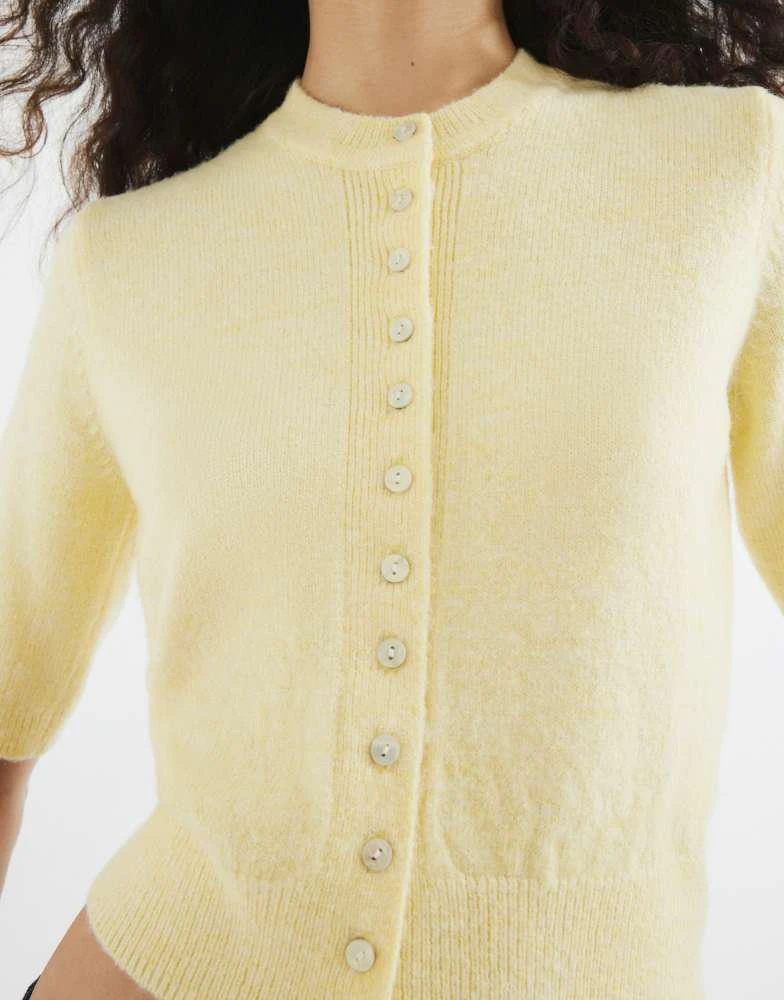 River Island River Island short sleeve cardigan in light yellow 3
