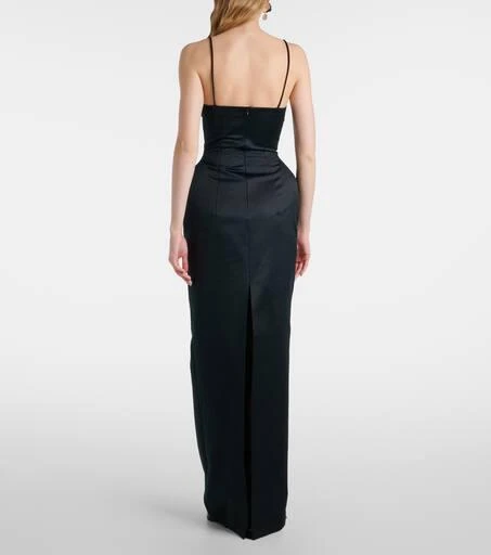 Magda Butrym Crochet-trimmed satin bustier gown 3
