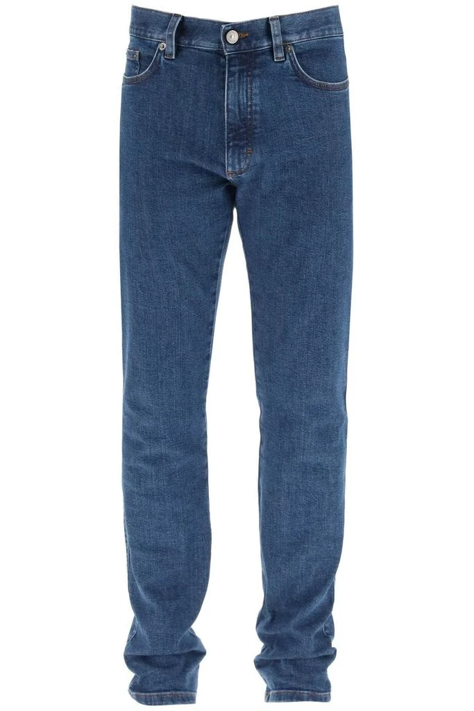 Zegna Zegna Logo Patch Straight Leg Jeans 1