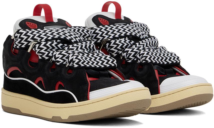 【関税込み】Lanvin SSENSE限定 ブラック Curb スニーカー Lanvin SSENSE Exclusive Black Leather Curb Sneakers - Casual