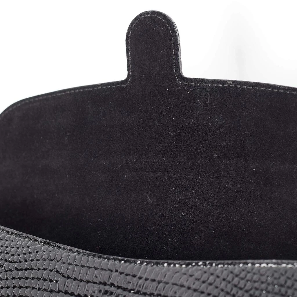 Yves Saint Laurent Saint Laurent Black Lizard Embossed Patent Leather Muse Clutch 9