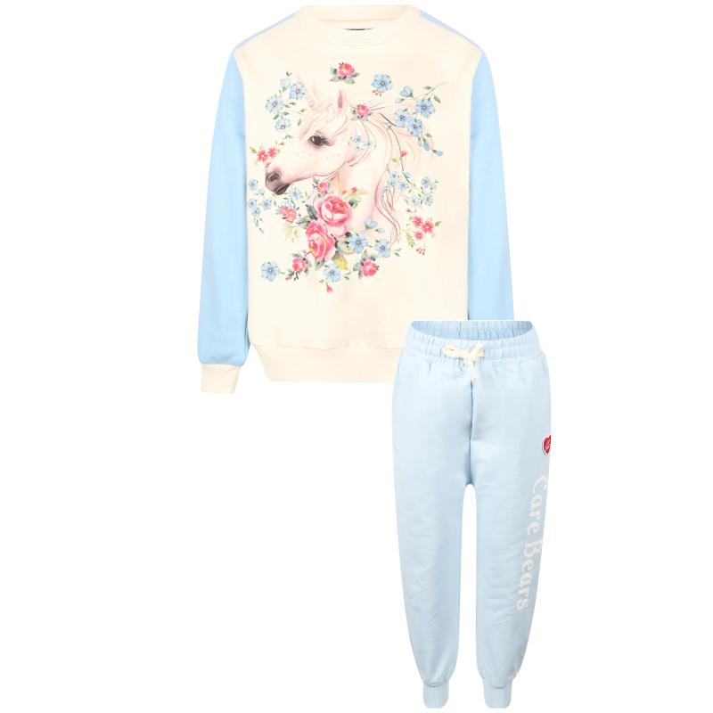 Rock Your Baby Unicorn print sweatshirt and care bears sweatpants in light blue and white