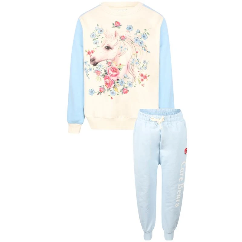 Rock Your Baby Unicorn print sweatshirt and care bears sweatpants in light blue and white 1