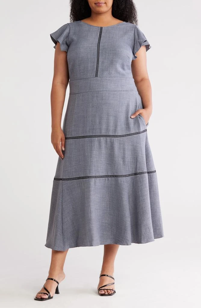 chinese dress ladies Donna Karan Women's Tweed Cap Sleeve Midi A-Line Dress in Hudson