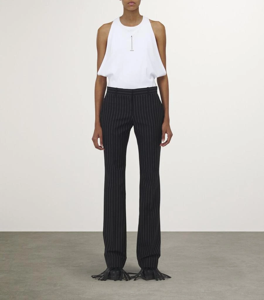 Alexander McQueen Wool-Mohair Pinstripe Bootcut Trousers 2