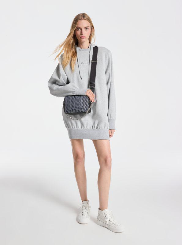 undefined Shoulder Pad Cotton Blend Hoodie Dress