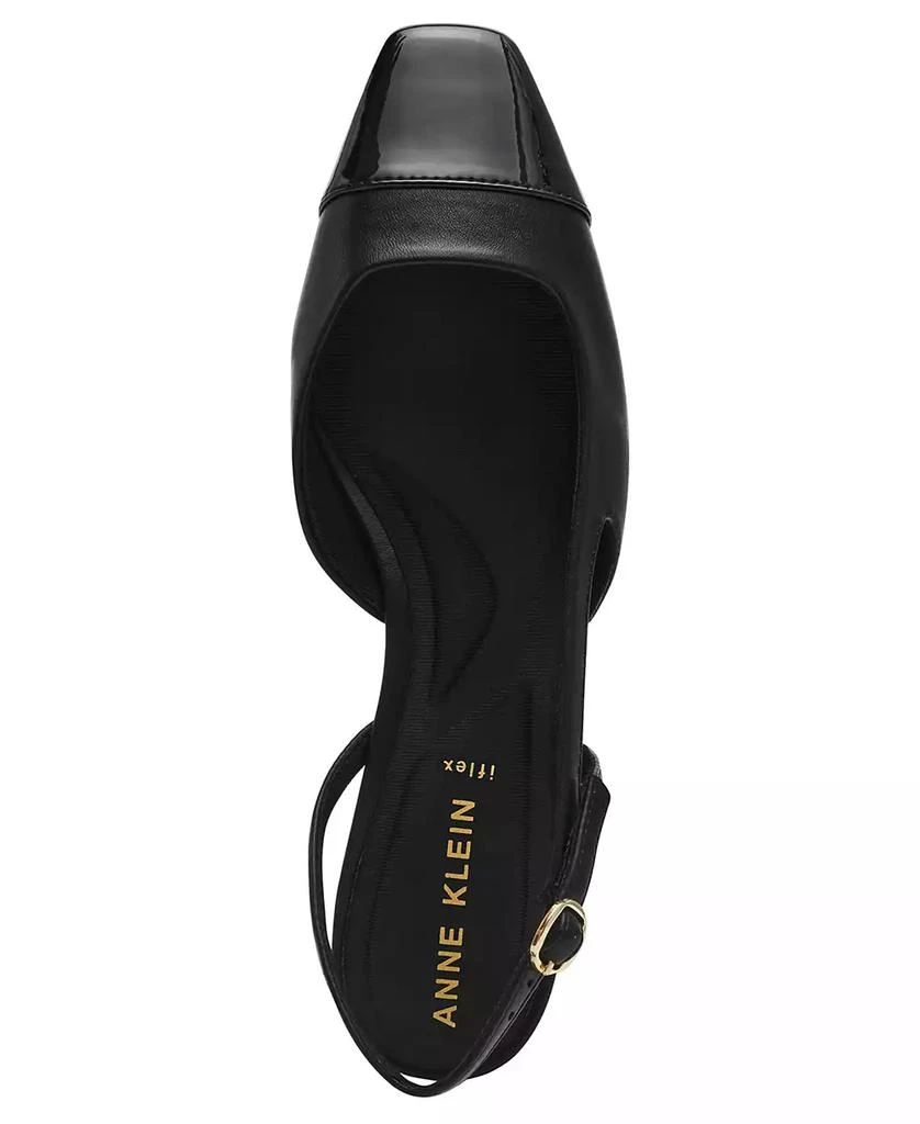 Anne Klein Women's Nia Block Heel Cap Toe Slingback Flats 4