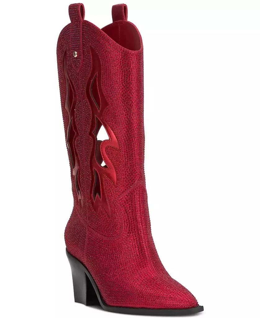 Jessica Simpson Women's Ginika Rhinestone Chop-Out Knee-High Cowboy Boots 1