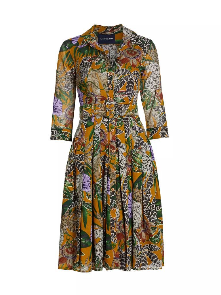 SAMANTHA SUNG Audrey Dot Cotton Shirtdress