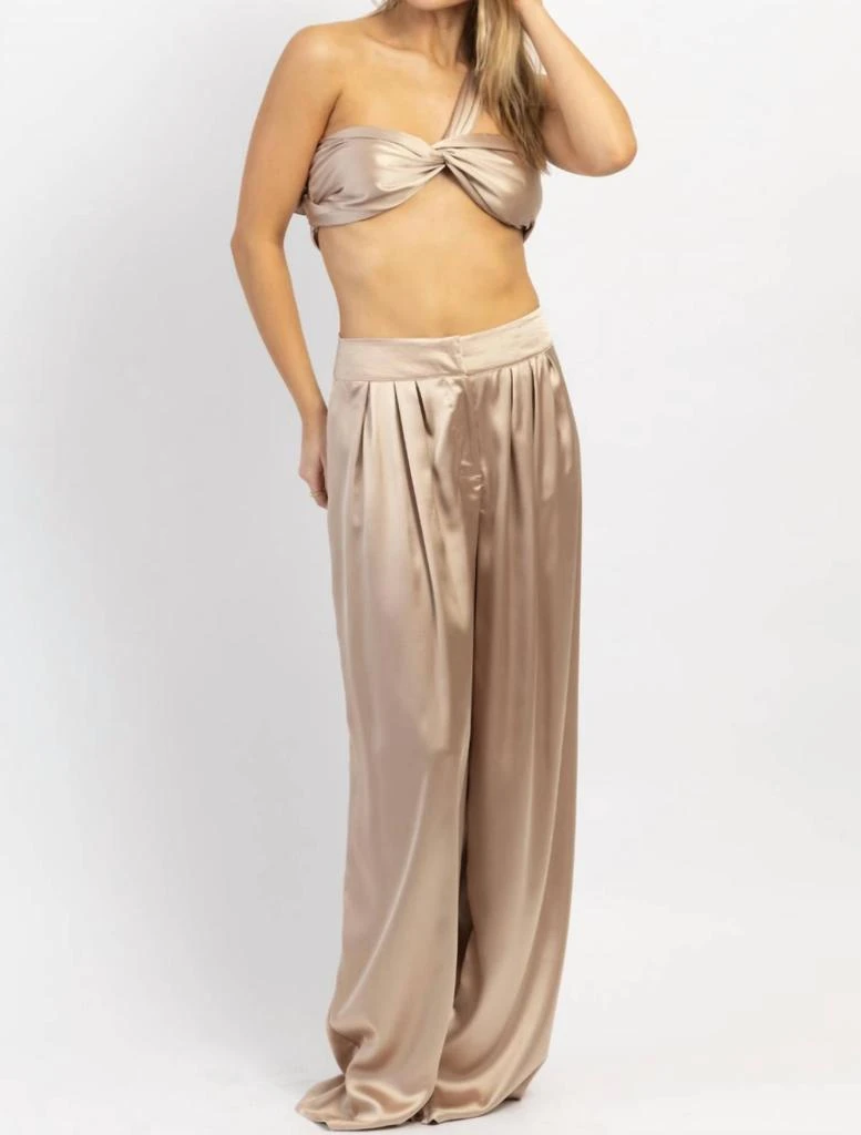 Win Win Apparel Studio Satin Trouser Set In Champagne 2