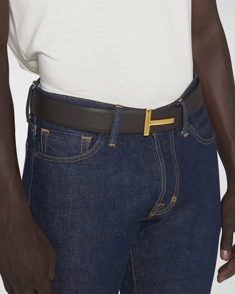 Tom Ford Men's Signature T Reversible Leather Belt 4
