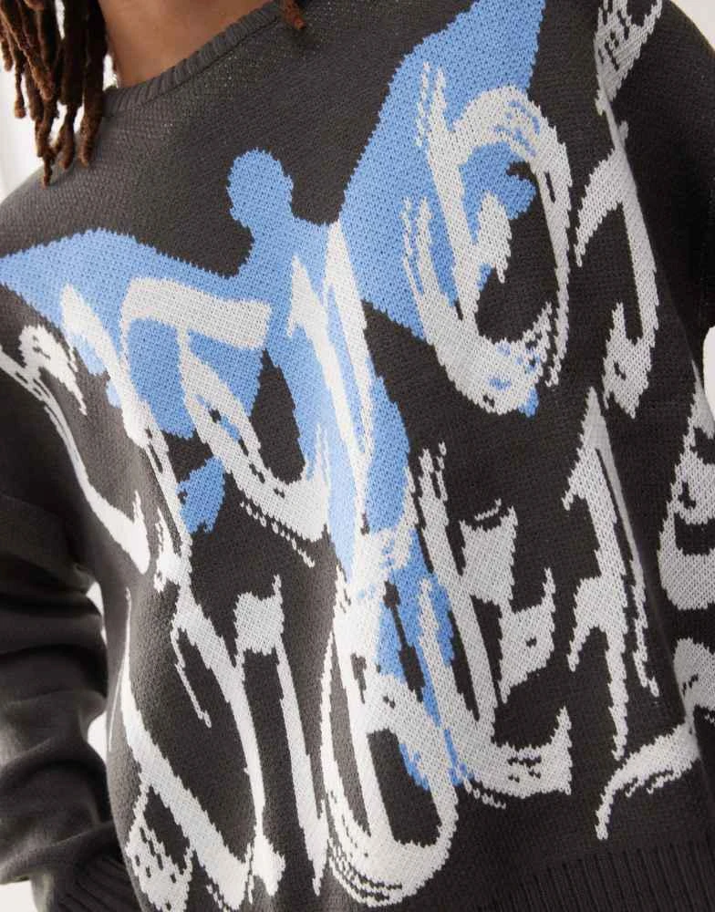 PacSun Pacsun city of angels nibbled jumper in charcoal 3