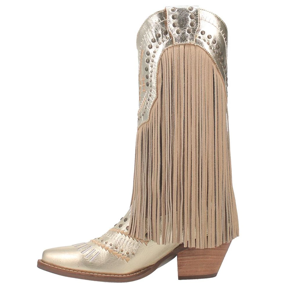 Dingo Gypsy Studded Fringe Metallic Snip Toe Cowboy Boots 3