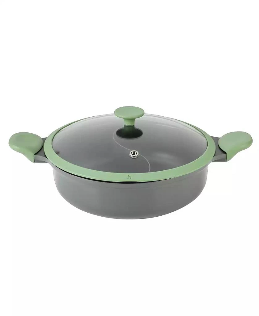 Kenmore Theodore 6.5 QT Cast Aluminum Everyday Pan Hot Pot W/ Dividers, Nonstick Interior, and Lid