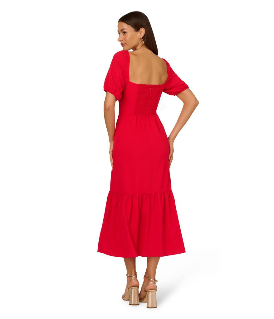 Adrianna Papell Puff Sleeve Midi Dress