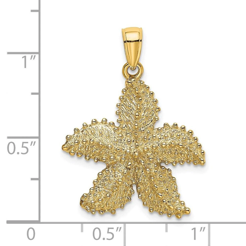Diamond2Deal 14k Yellow Gold Textured Starfish Charm Pendant 3