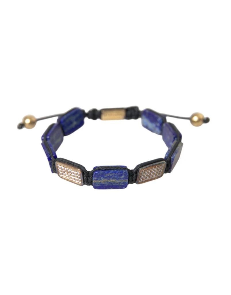 Nialaya Flat Bead  Lapis  CZ 925 Bracelet Men's Mens 3