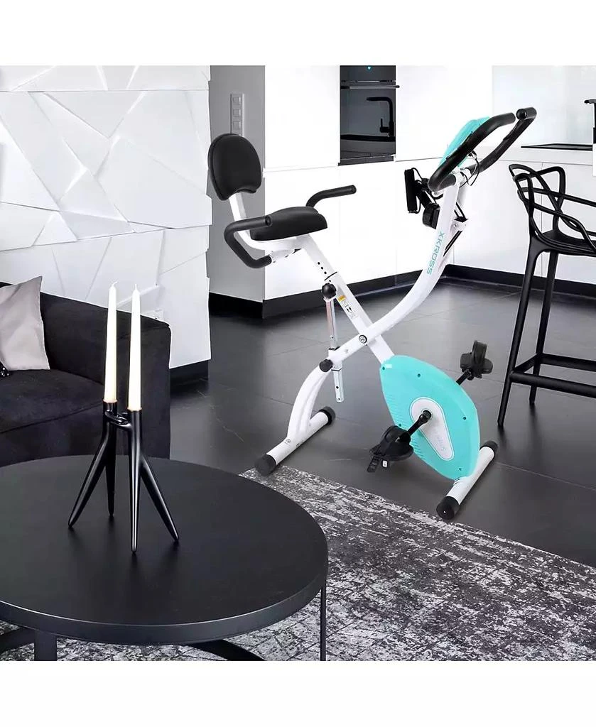 SereneLife Folding Digital Exercise Bike with Pulse Monitor and Resistance Bands 8
