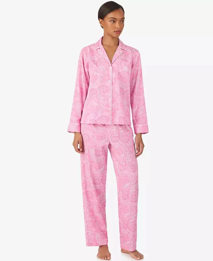 Ralph Lauren Women
s Long-Sleeve Notch Collar Top and Pants Pajama Set