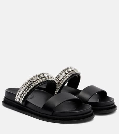 Jimmy Choo Jadi crystal-embellished leather slides 1
