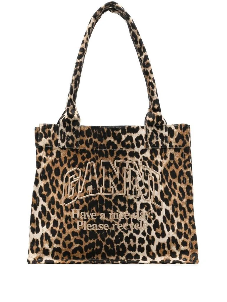 Ganni Ganni Leopard Print Large Tote 1