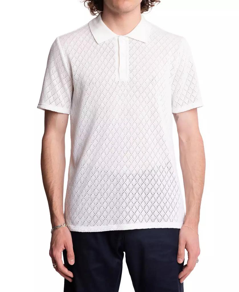 Paisley & Gray Men's Slim Fit Short Sleeve Diamond-Pattern Polo Shirt