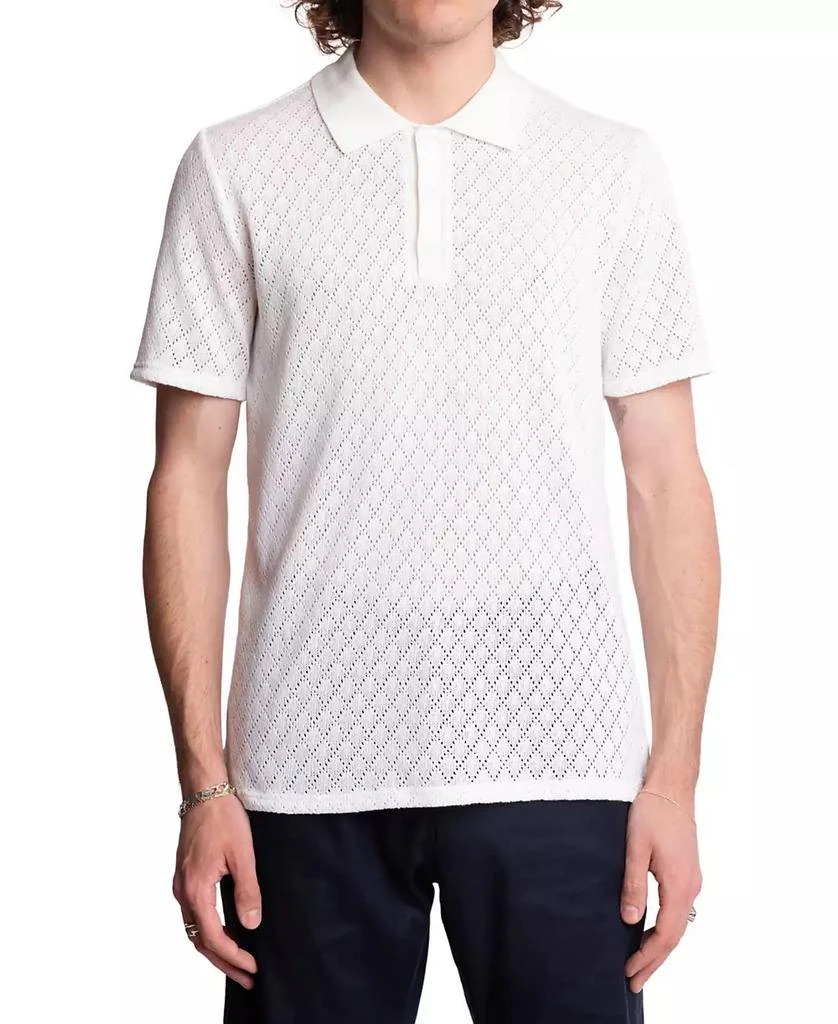 Paisley & Gray Men's Slim Fit Short Sleeve Diamond-Pattern Polo Shirt 1