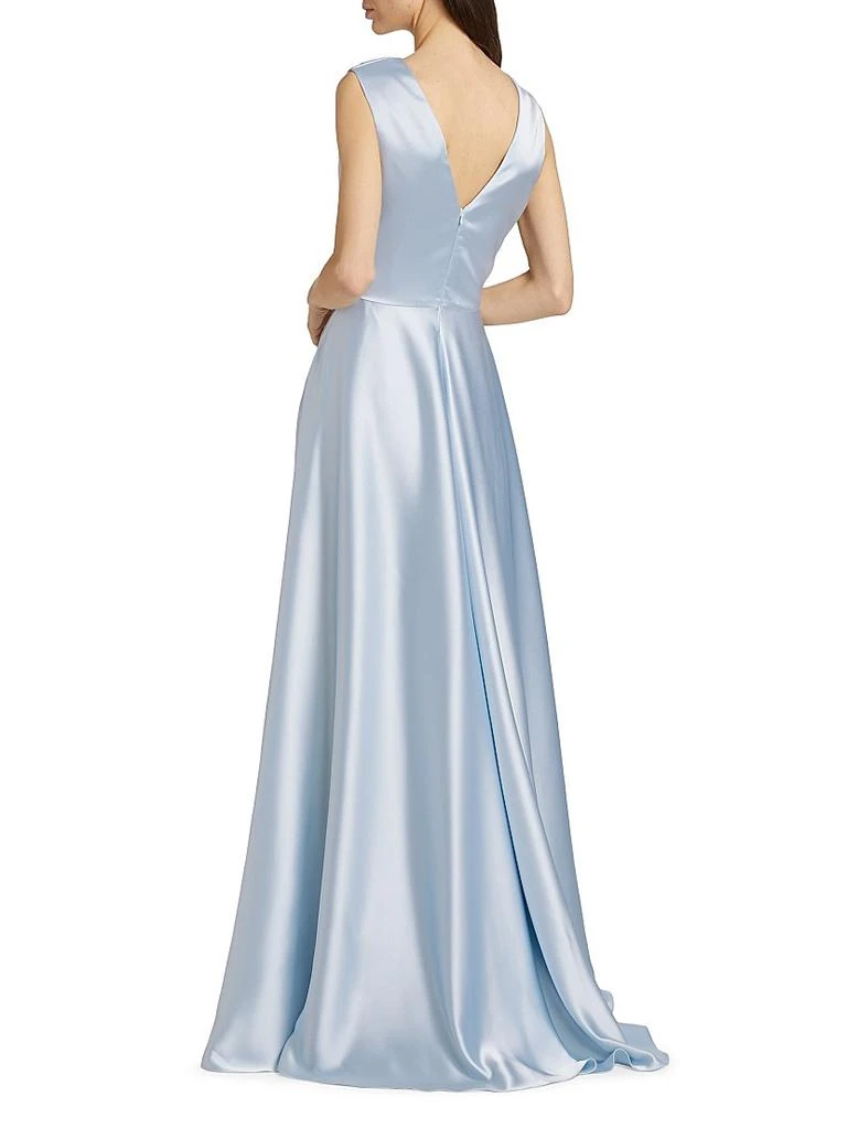 Amsale Draped Boatneck Satin Gown 5