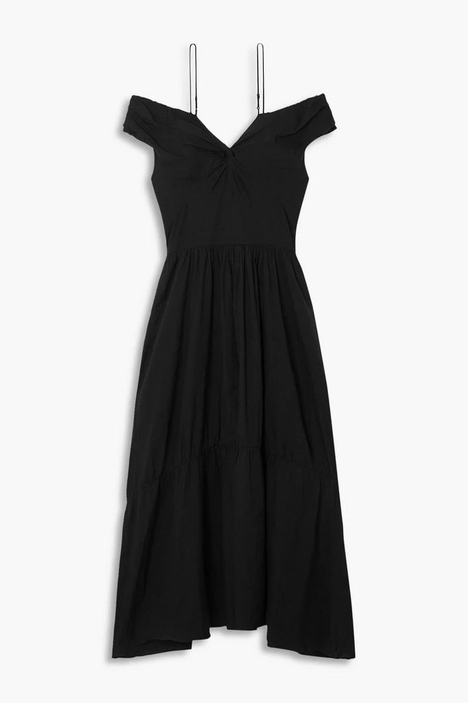 Vince Cold-shoulder twist-front linen-blend midi dress 1
